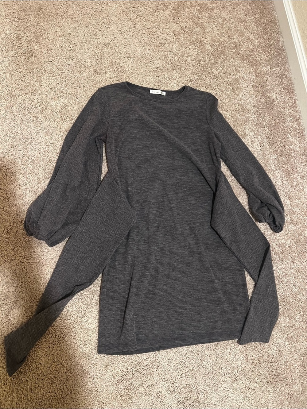 Women's Balloon Sleeve Tie-Waist Top - Gray